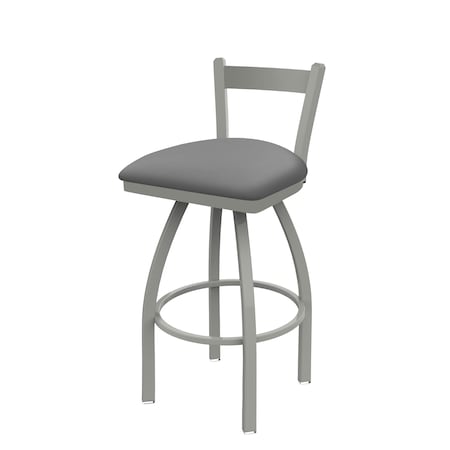 Holland Bar Stool Co 25" Low Back Swivel Counter Stool, Nickel Finish, Canter Grey Seat 82125AN007